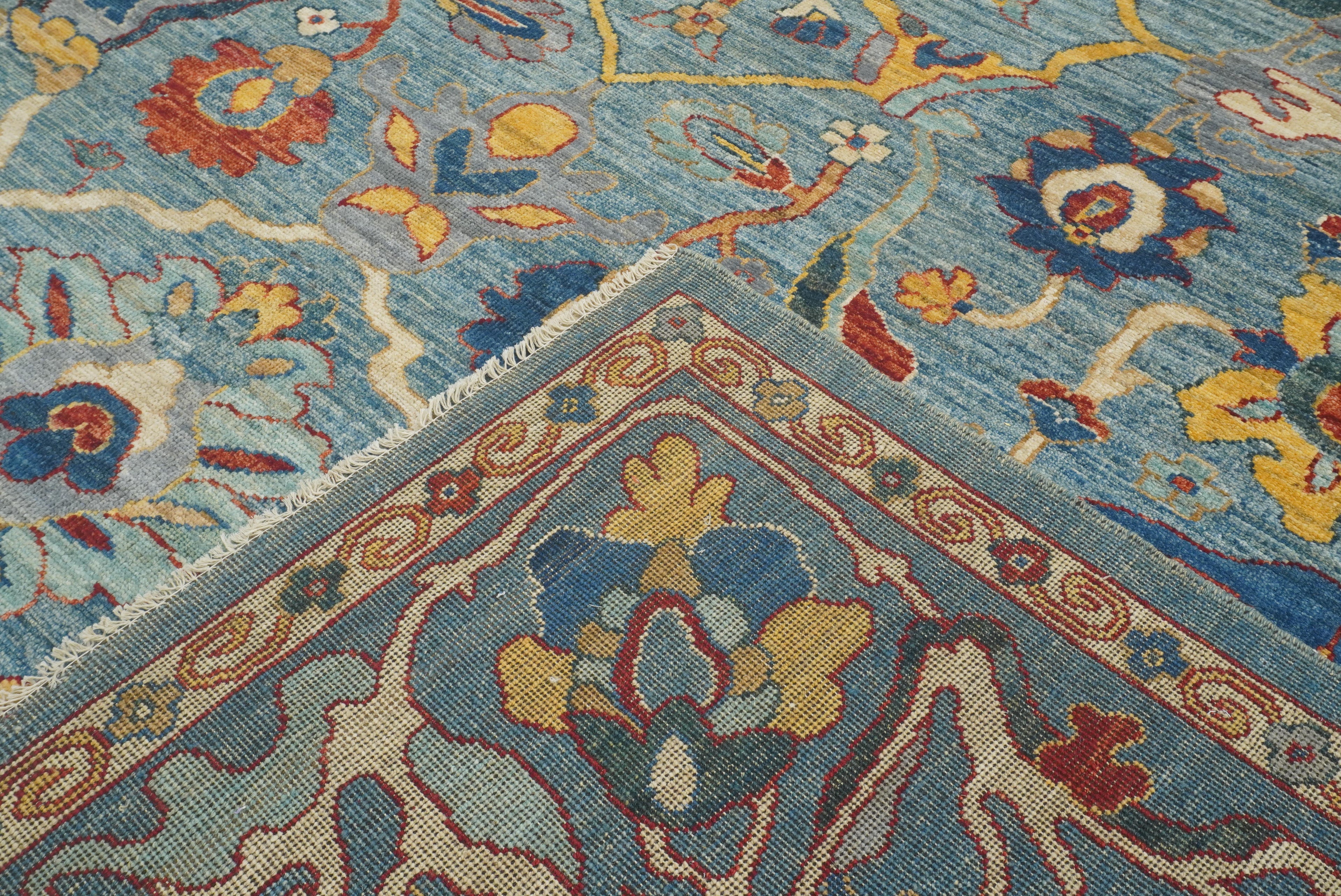 10x14 Blue Oushak Hand-Knotted Oriental Rug - Yildiz Rugs