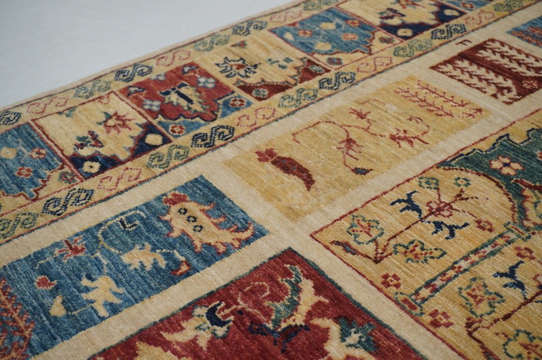 6x8 Beige Vintage Bakhtiari Afghan Oriental Rug - Yildiz Rugs