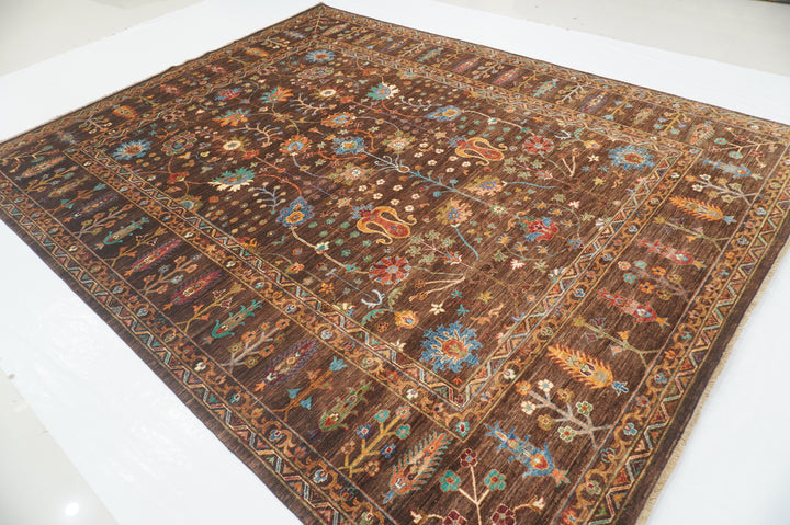 8x10 Dark Brown Afghan Bidjar Hand knotted Oriental Rug - Yildiz Rugs