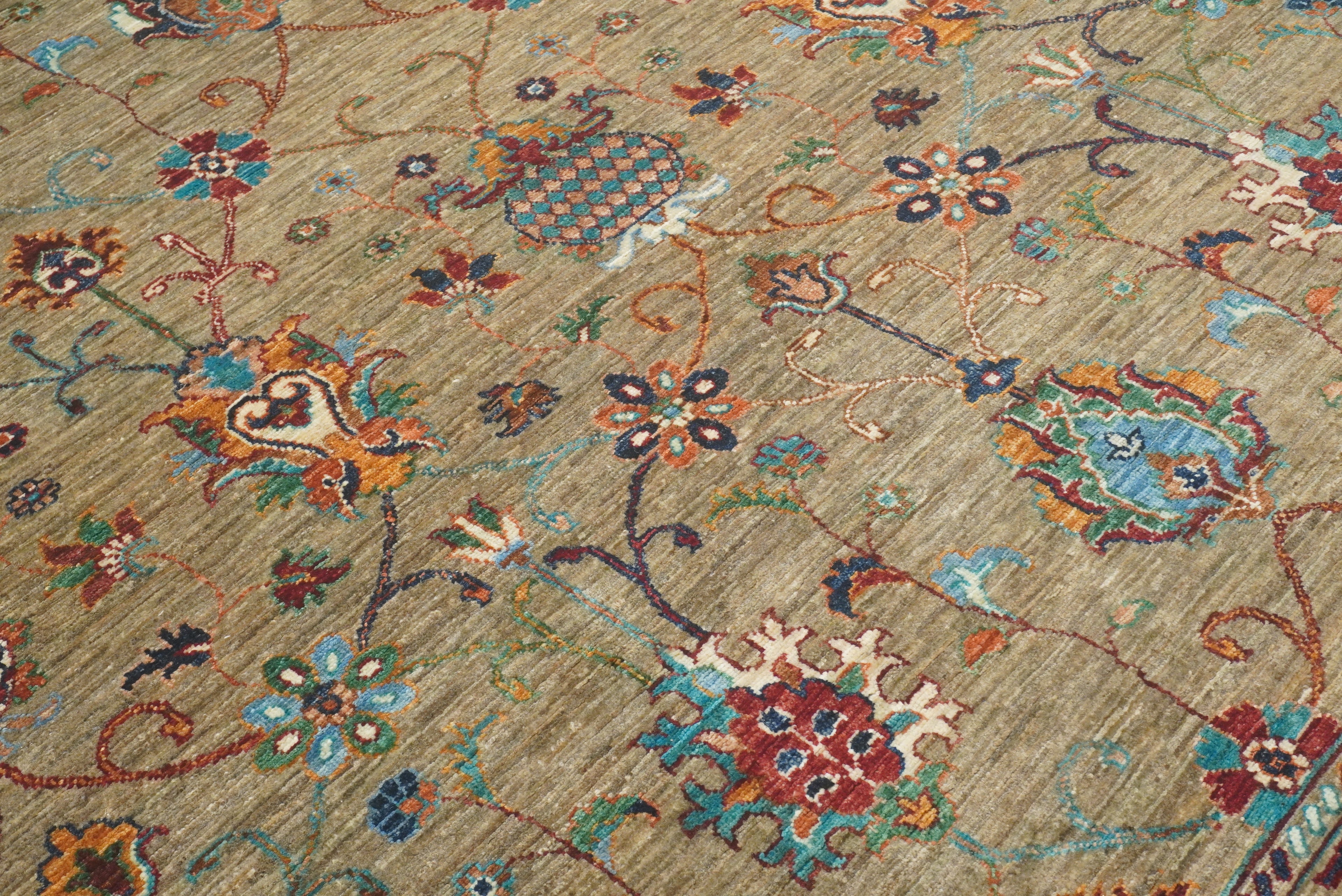 8x10 Waziri Warm Beige Afghan Hand knotted Oriental Rug - Yildiz Rugs