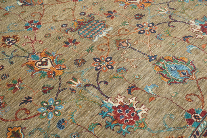8x10 Waziri Warm Beige Afghan Hand knotted Oriental Rug - Yildiz Rugs