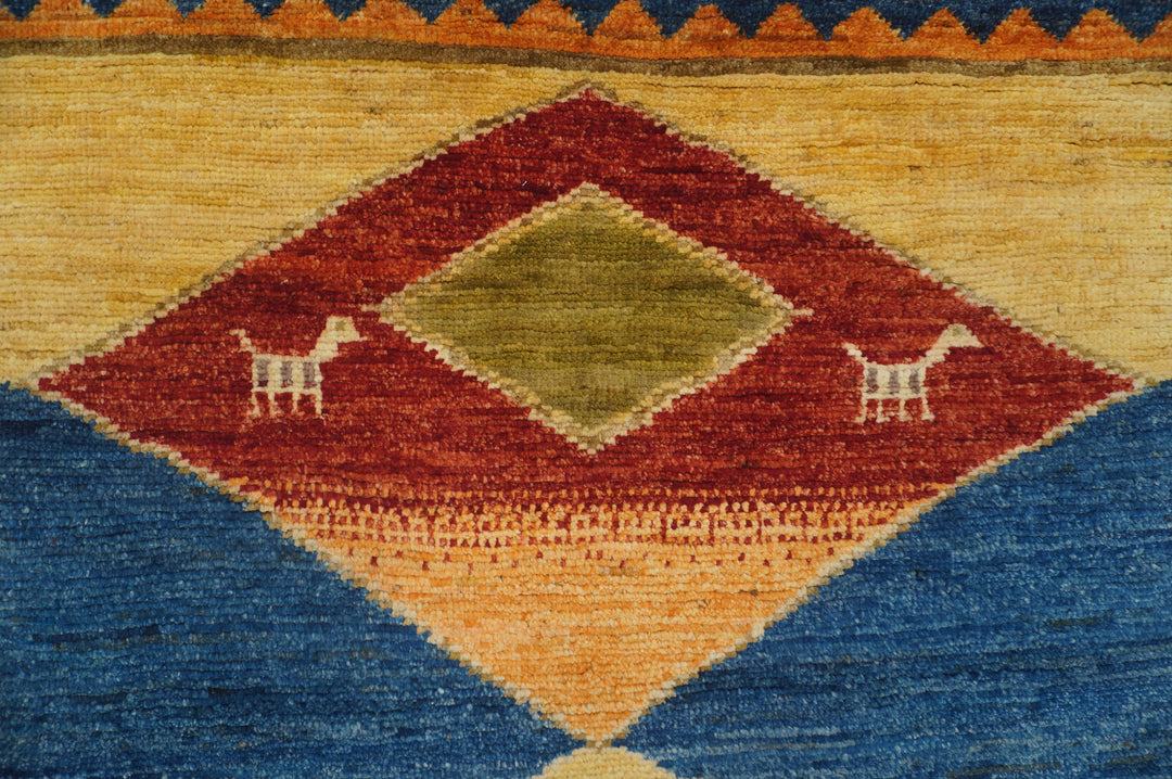 4x6 Tribal Gabbeh Beige Afghan Nomadic Hand knotted Thick wool Rug
