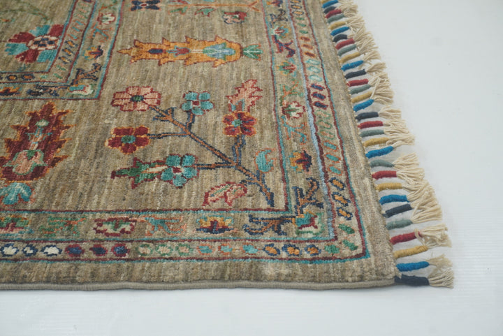8x10 Waziri Warm Beige Afghan Hand knotted Oriental Rug - Yildiz Rugs