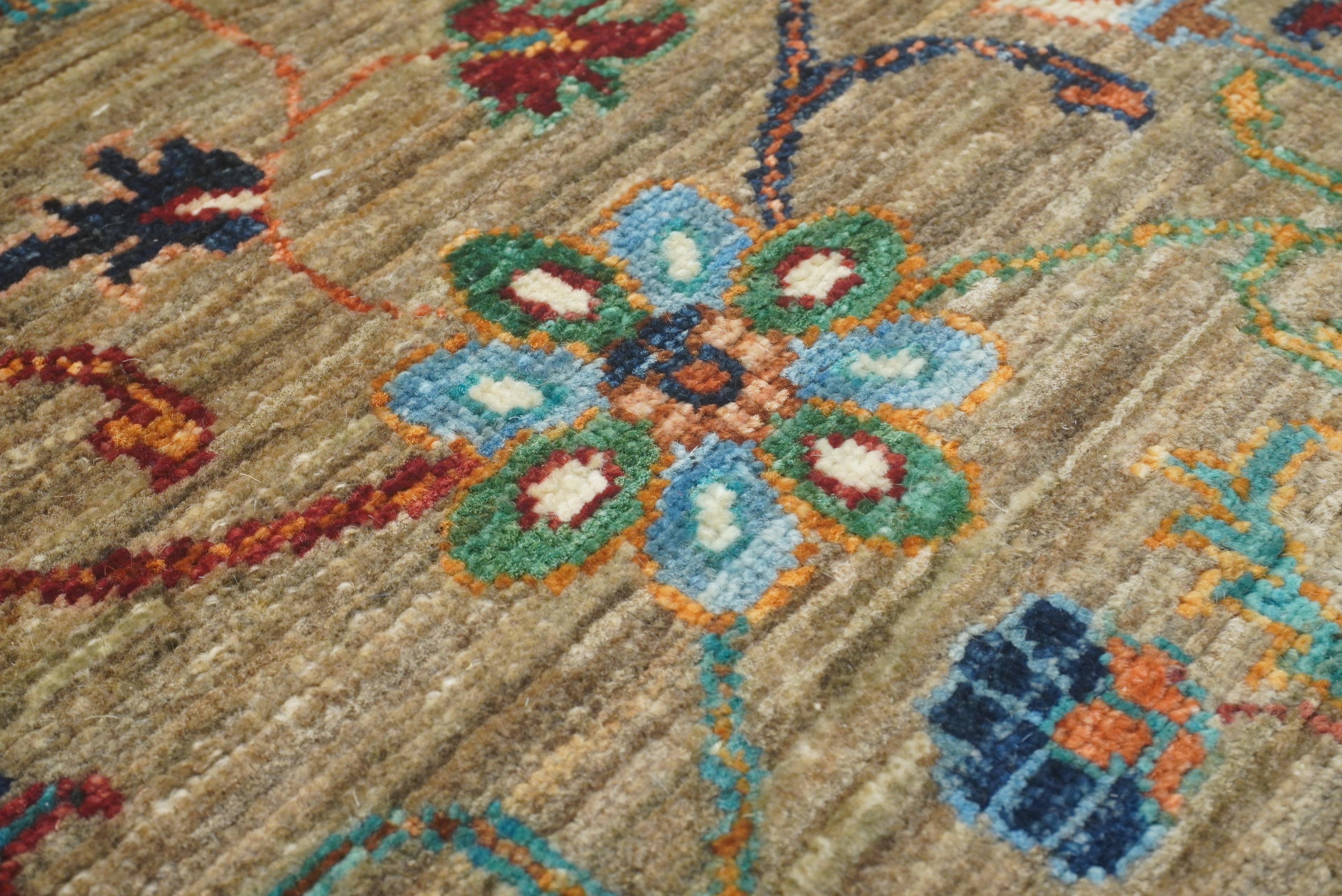 8x10 Waziri Warm Beige Afghan Hand knotted Oriental Rug - Yildiz Rugs