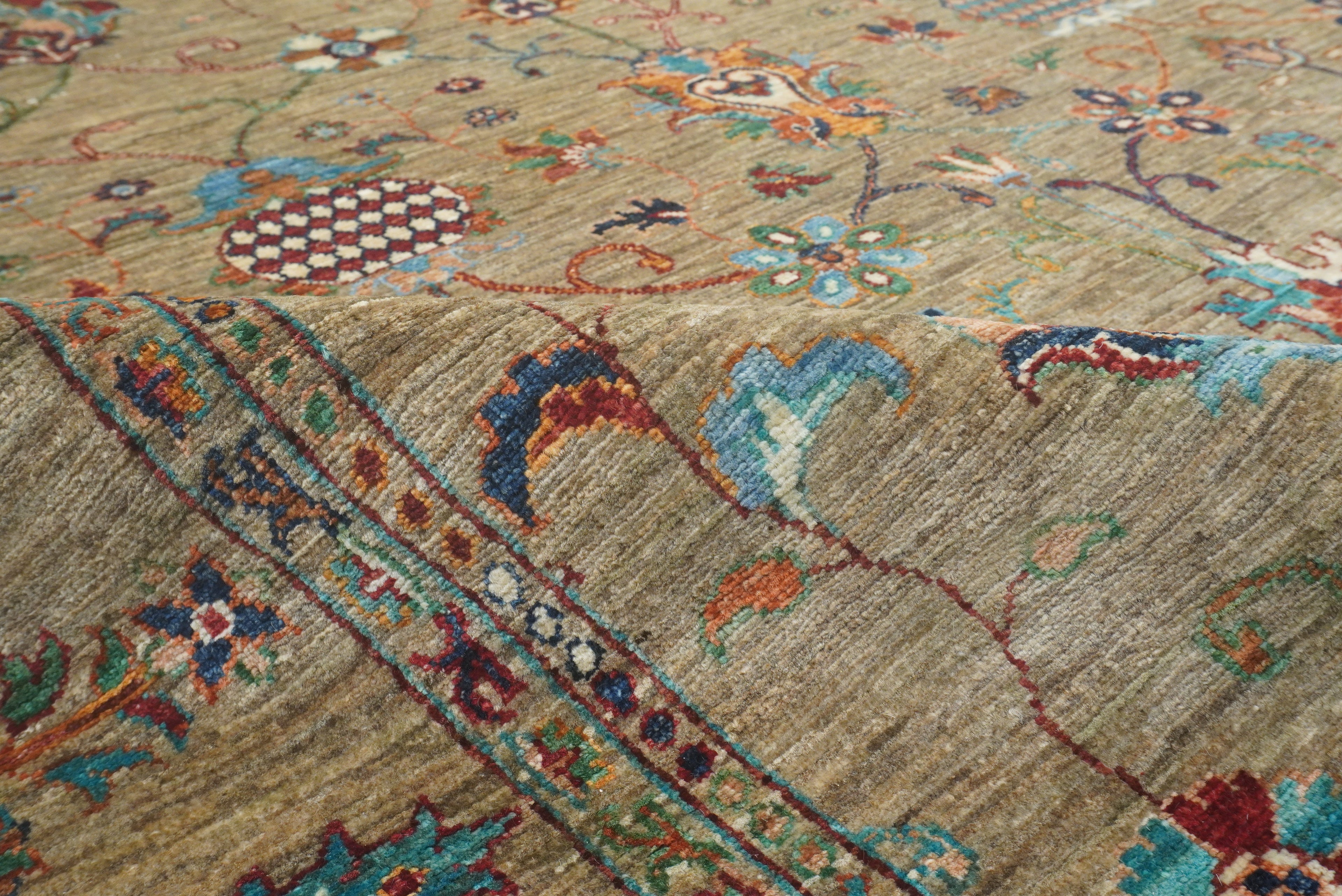 8x10 Waziri Warm Beige Afghan Hand knotted Oriental Rug - Yildiz Rugs
