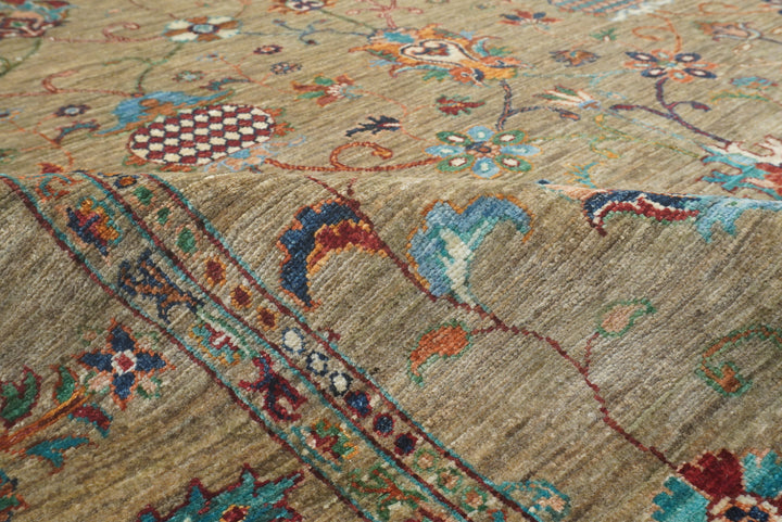 8x10 Waziri Warm Beige Afghan Hand knotted Oriental Rug - Yildiz Rugs