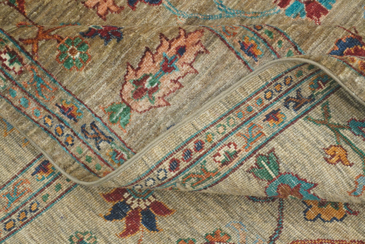 8x10 Waziri Warm Beige Afghan Hand knotted Oriental Rug - Yildiz Rugs