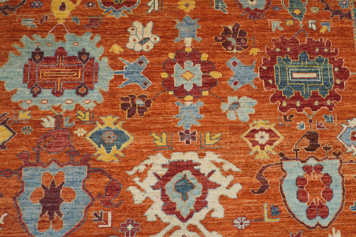 9x12 Oushak Rust Orange Turkish Hand knotted Oriental Rug - Yildiz Rugs