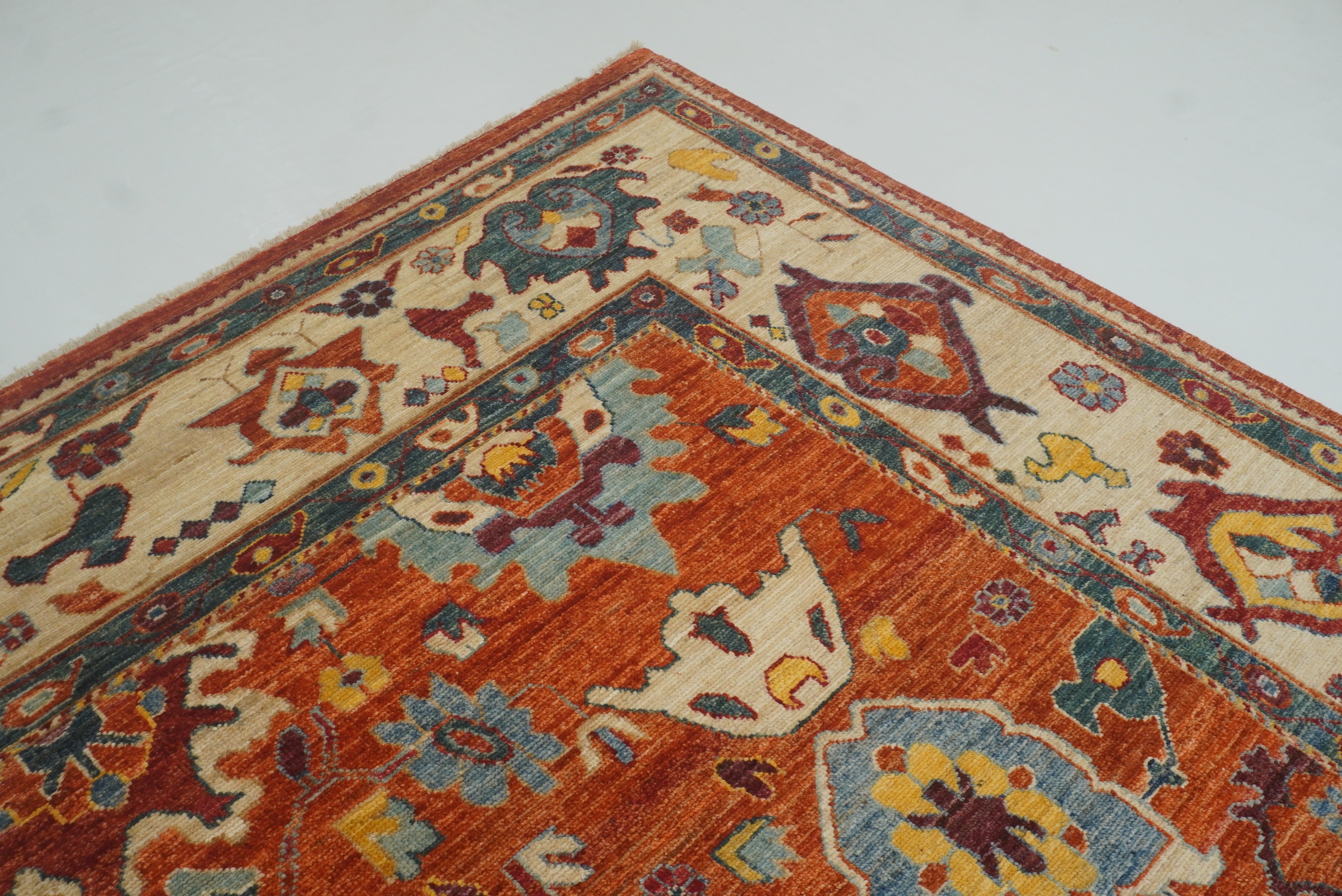 9x12 Oushak Rust Orange Turkish Hand knotted Oriental Rug - Yildiz Rugs