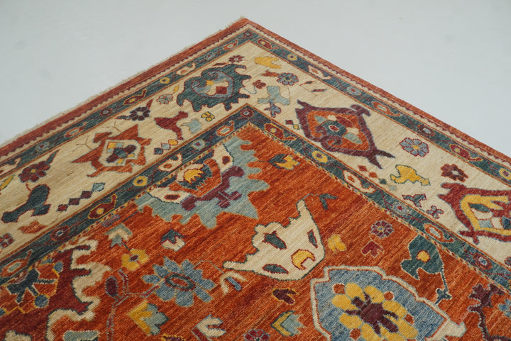 9x12 Oushak Rust Orange Turkish Hand knotted Oriental Rug - Yildiz Rugs