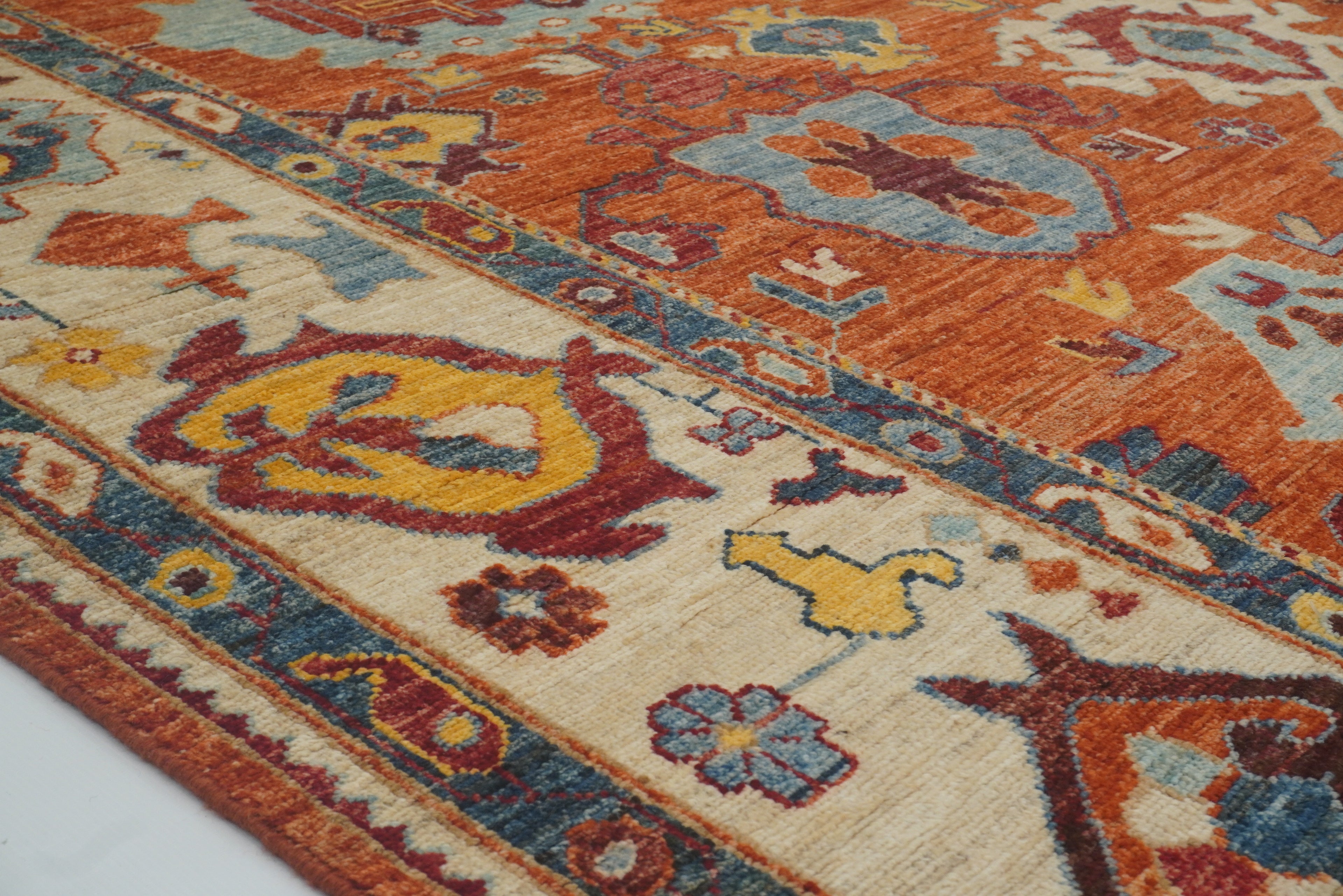 9x12 Oushak Rust Orange Turkish Hand knotted Oriental Rug - Yildiz Rugs