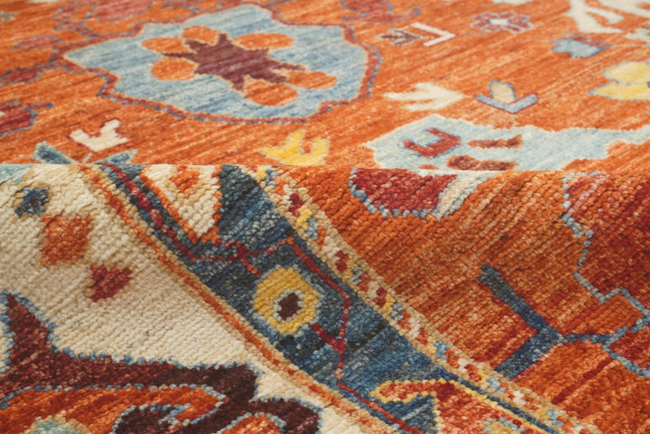 9x12 Oushak Rust Orange Turkish Hand knotted Oriental Rug - Yildiz Rugs