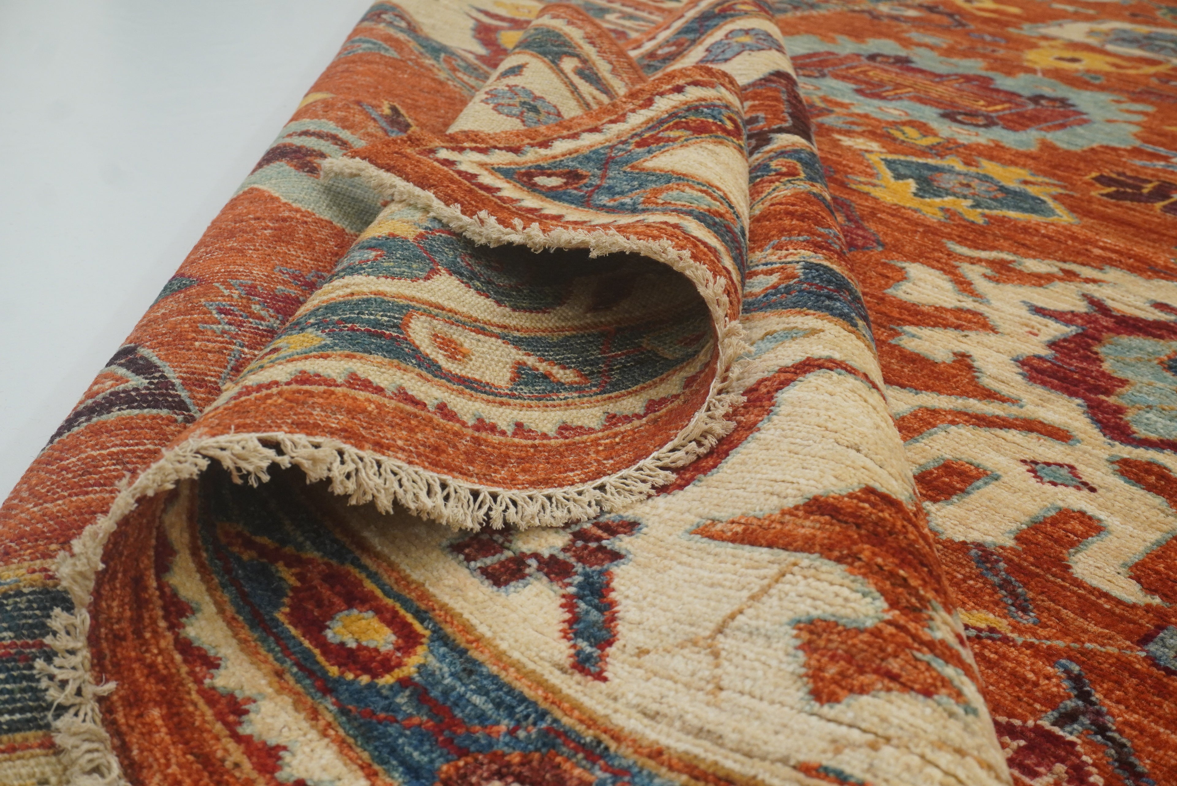 9x12 Oushak Rust Orange Turkish Hand knotted Oriental Rug - Yildiz Rugs