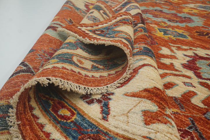 9x12 Oushak Rust Orange Turkish Hand knotted Oriental Rug - Yildiz Rugs