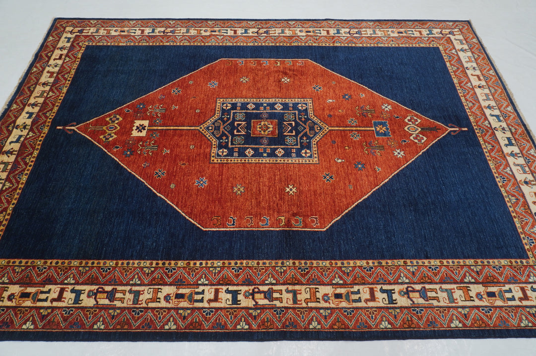 6x9 Red Navy Blue Tribal Afghan Nomad Qashqai Rug