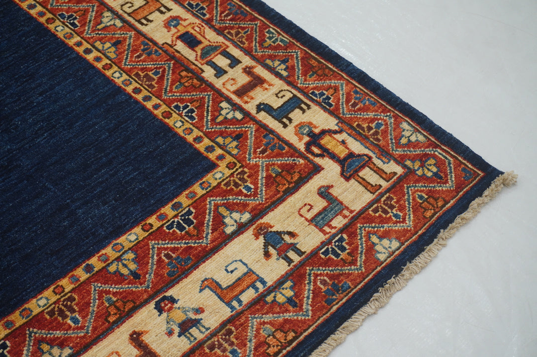 6x9 Red Navy Blue Tribal Afghan Nomad Qashqai Rug