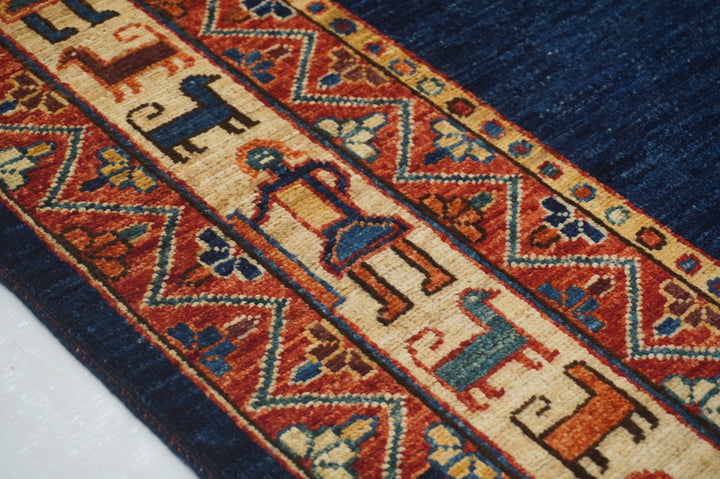 6x9 Red Navy Blue Tribal Afghan Nomad Qashqai Rug