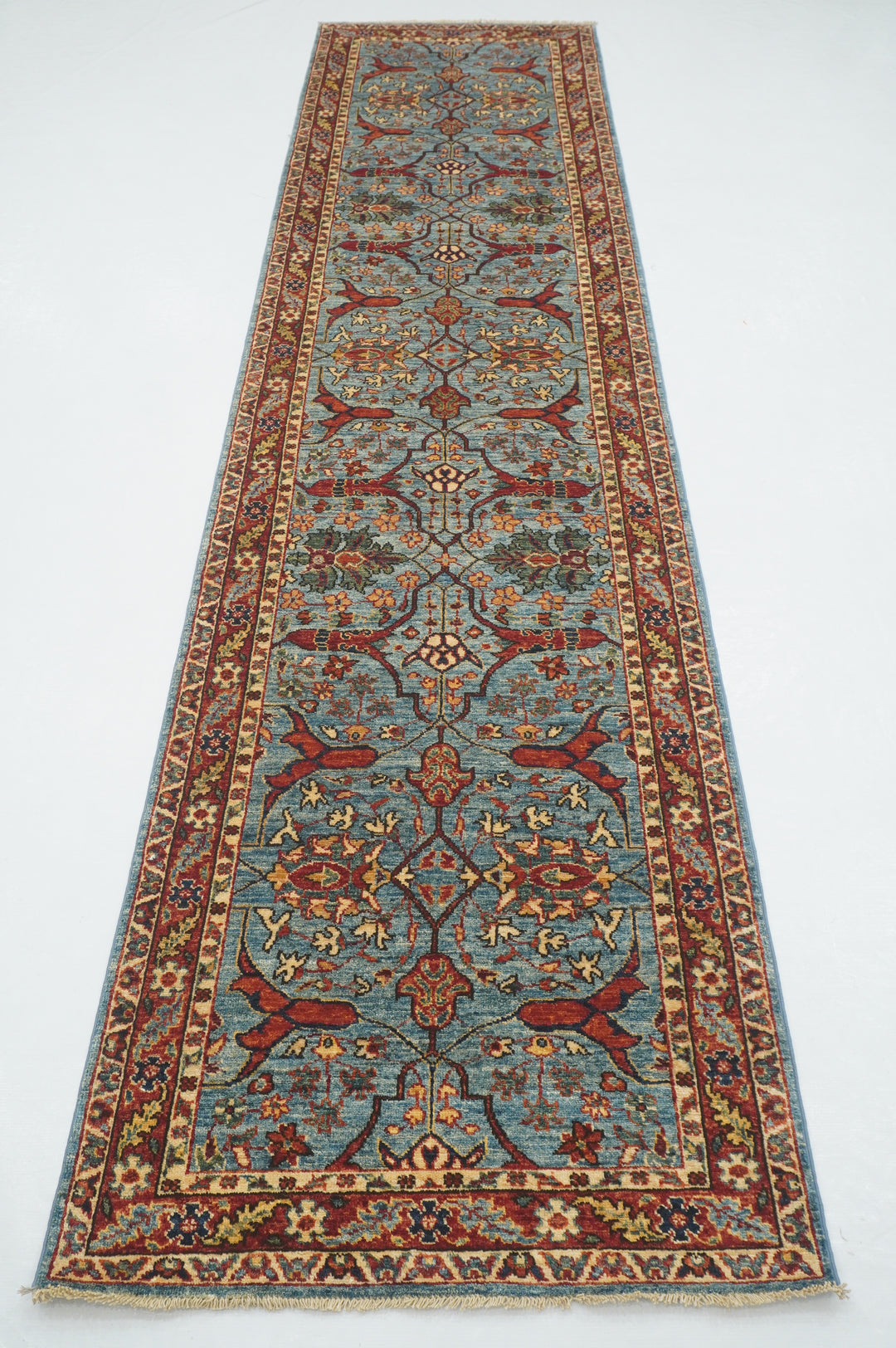 12 ft Blue Bidjar Afghan Hand knotted Oriental Runner Rug - Yildiz Rugs