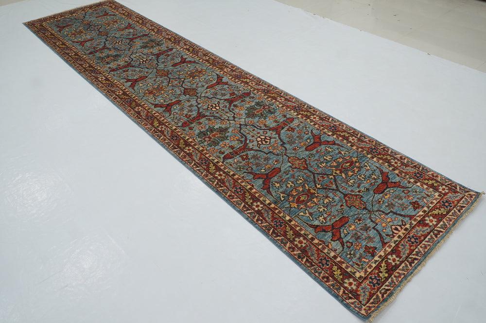 12 ft Blue Bidjar Afghan Hand knotted Oriental Runner Rug - Yildiz Rugs