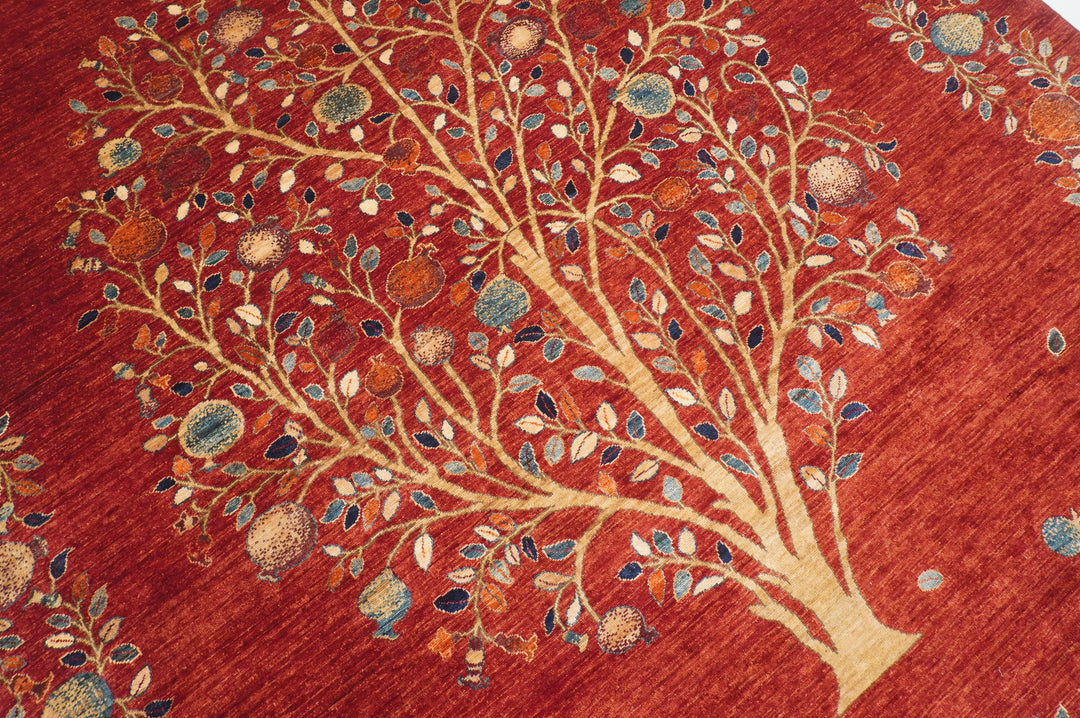 8x10 Red Gabbeh Afghan Pomegranate Tree Of life Hand knotted Rug - Yildiz Rugs