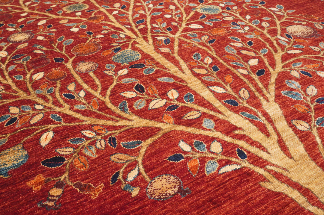 8x10 Red Gabbeh Afghan Pomegranate Tree Of life Hand knotted Rug - Yildiz Rugs