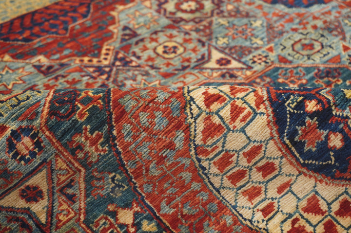 12 ft Blue Mamluk Hand knotted Turkish Medallion Runner Rug