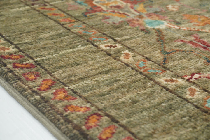 2x3 Green Afghan Waziri Hand Knotted Wool Rug - Yildiz Rugs