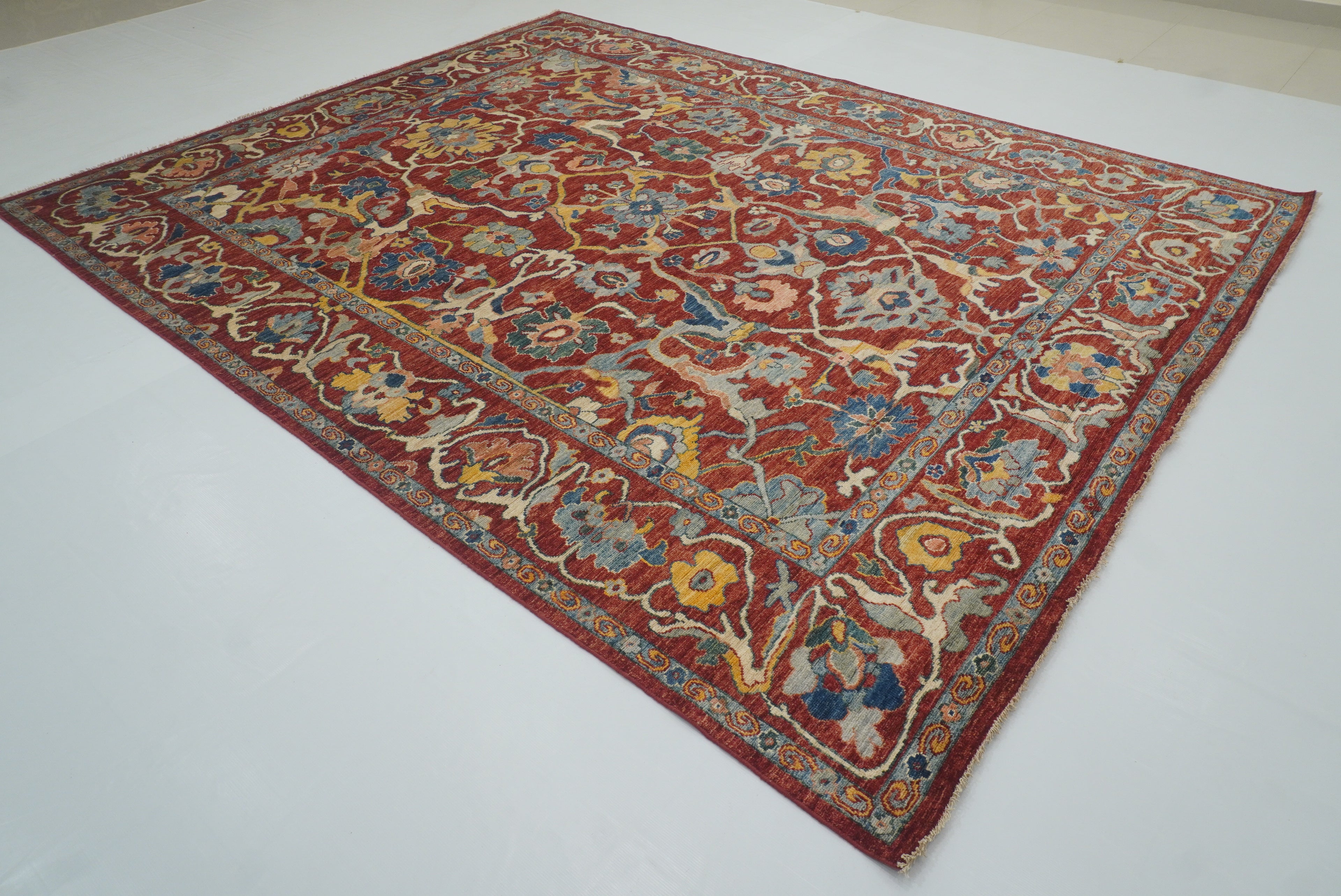 9'2"x11'4" Oushak Red Turkish Hand knotted Oriental Rug - Yildiz Rugs