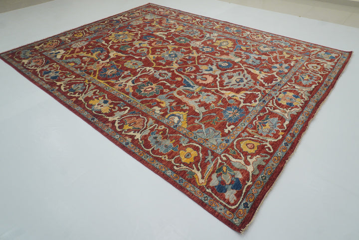 9'2"x11'4" Oushak Red Turkish Hand knotted Oriental Rug - Yildiz Rugs