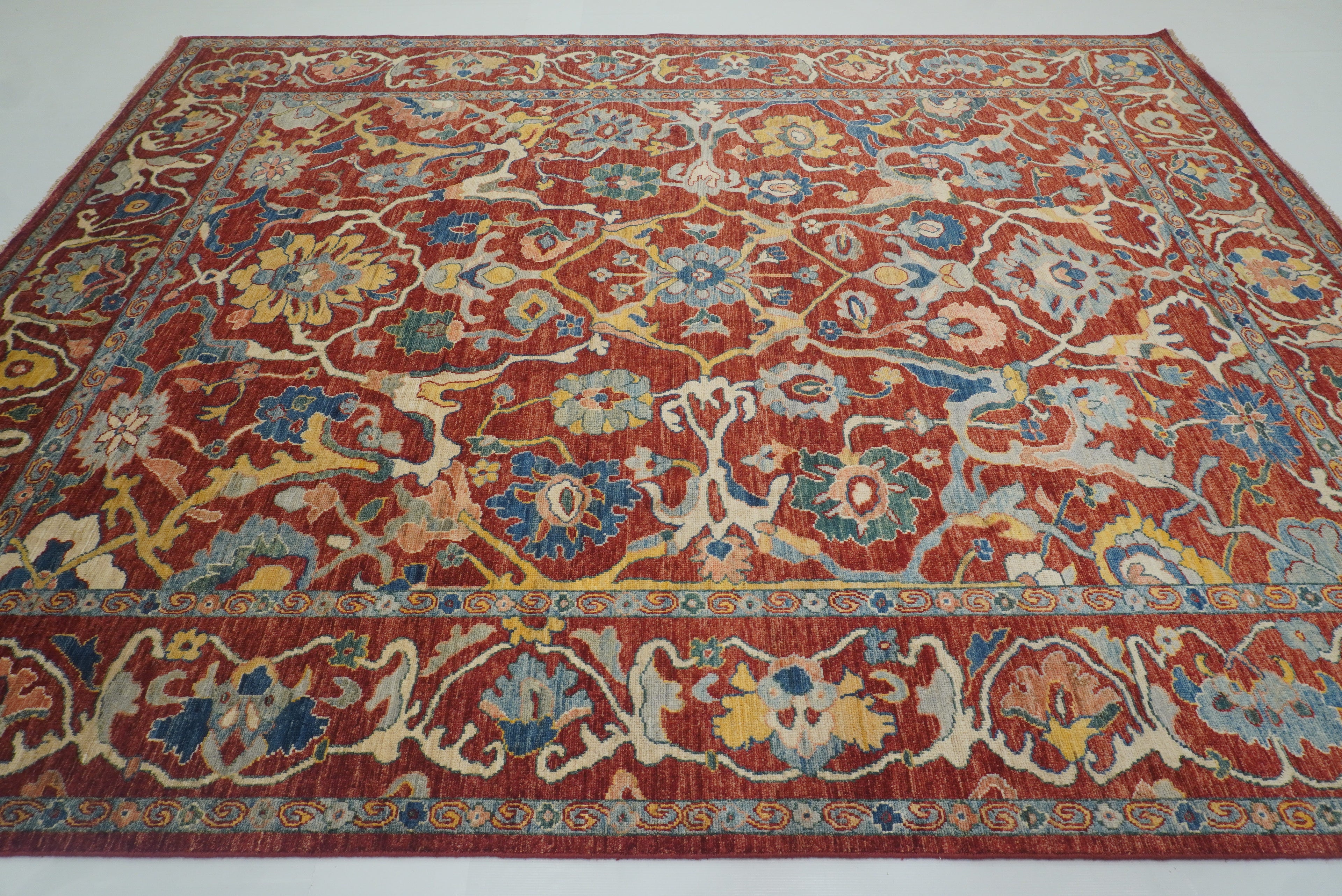 9'2"x11'4" Oushak Red Turkish Hand knotted Oriental Rug - Yildiz Rugs