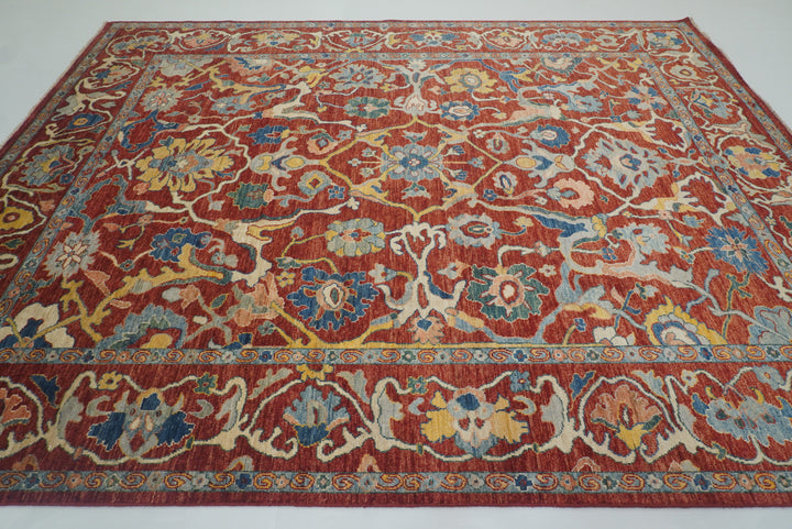 9'2"x11'4" Oushak Red Turkish Hand knotted Oriental Rug - Yildiz Rugs