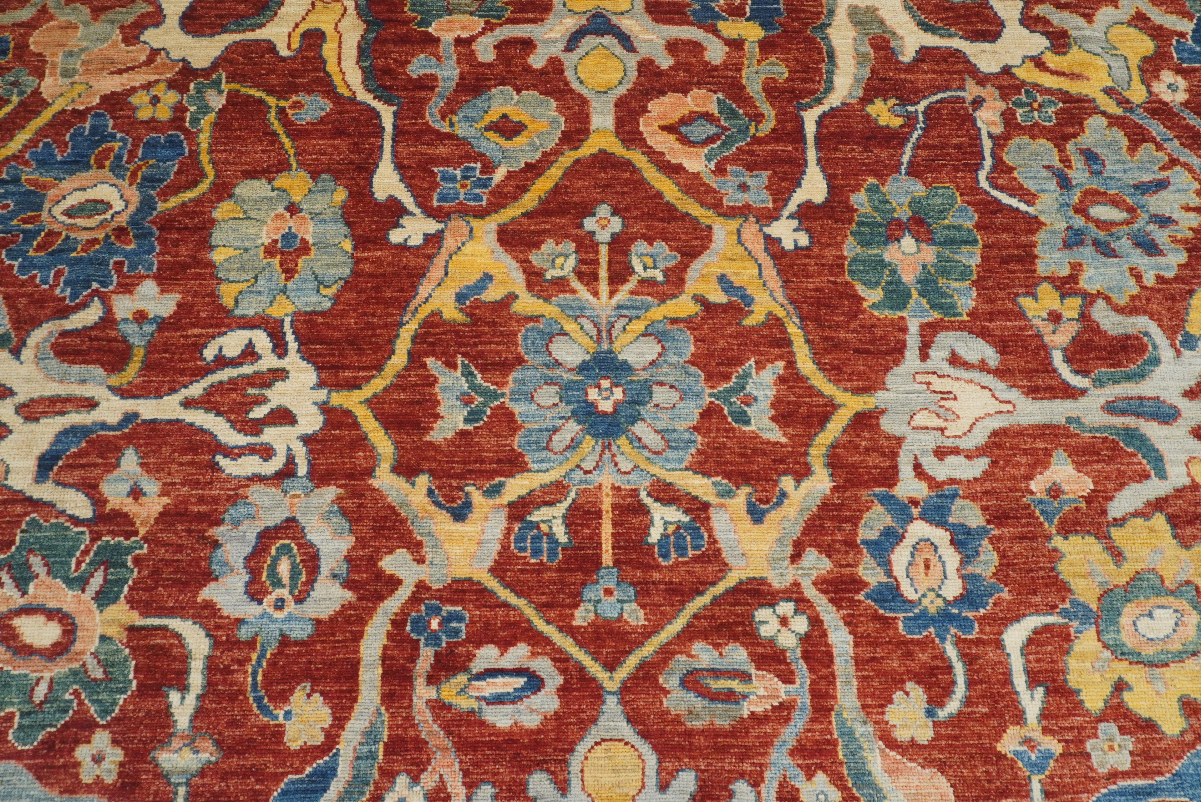 9'2"x11'4" Oushak Red Turkish Hand knotted Oriental Rug - Yildiz Rugs