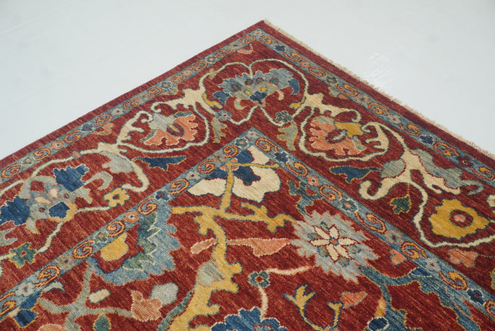9'2"x11'4" Oushak Red Turkish Hand knotted Oriental Rug - Yildiz Rugs