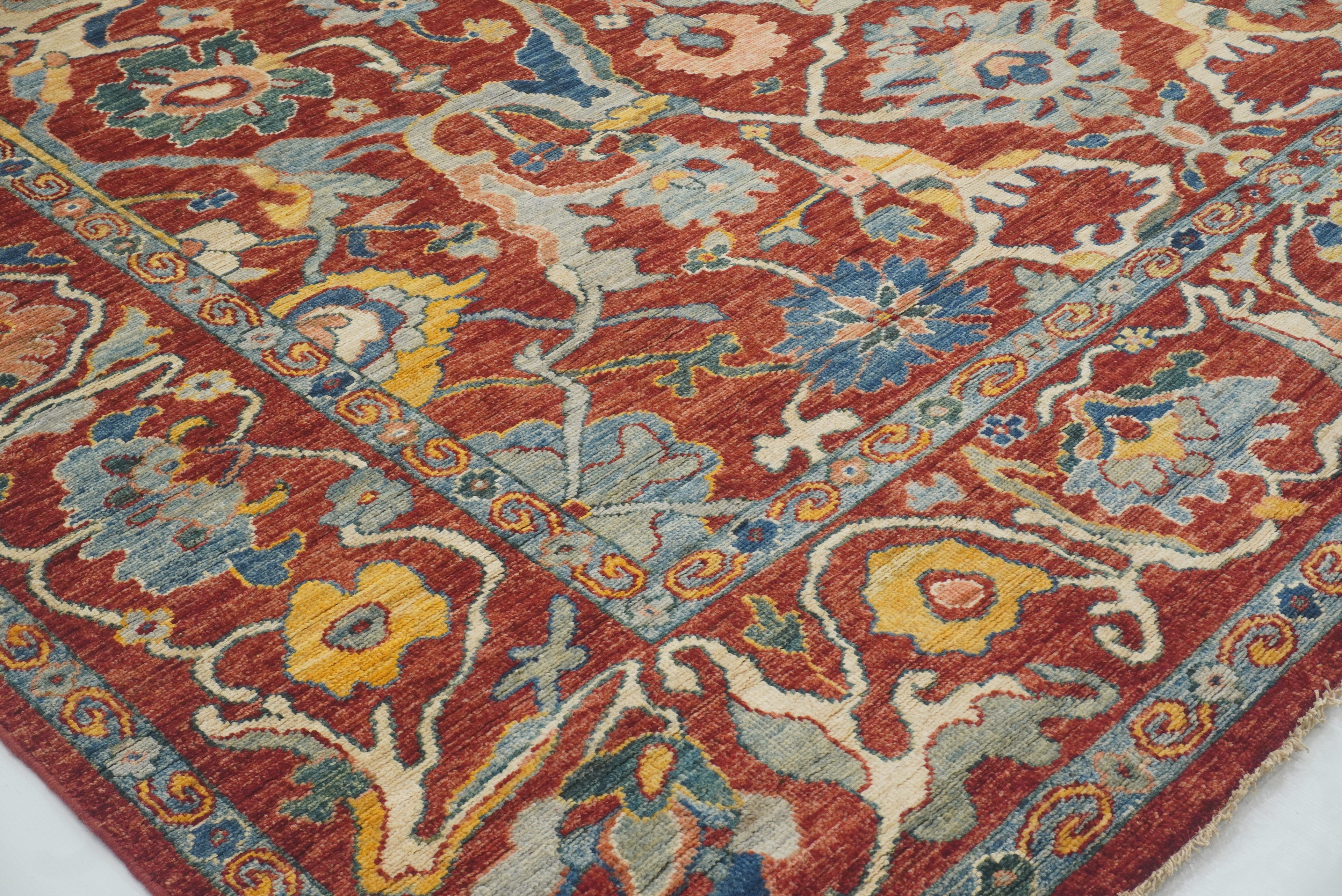 9'2"x11'4" Oushak Red Turkish Hand knotted Oriental Rug - Yildiz Rugs