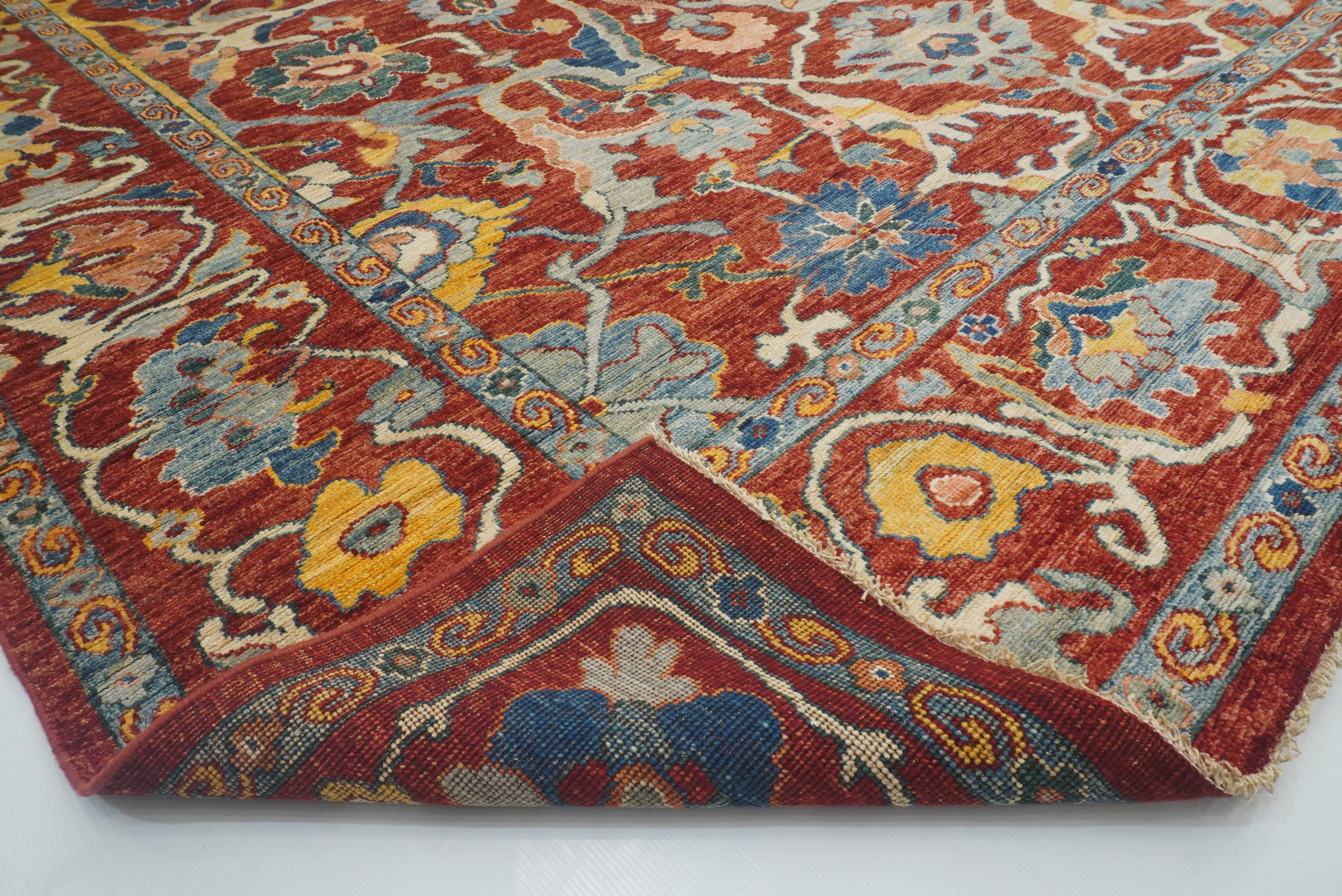 9'2"x11'4" Oushak Red Turkish Hand knotted Oriental Rug - Yildiz Rugs
