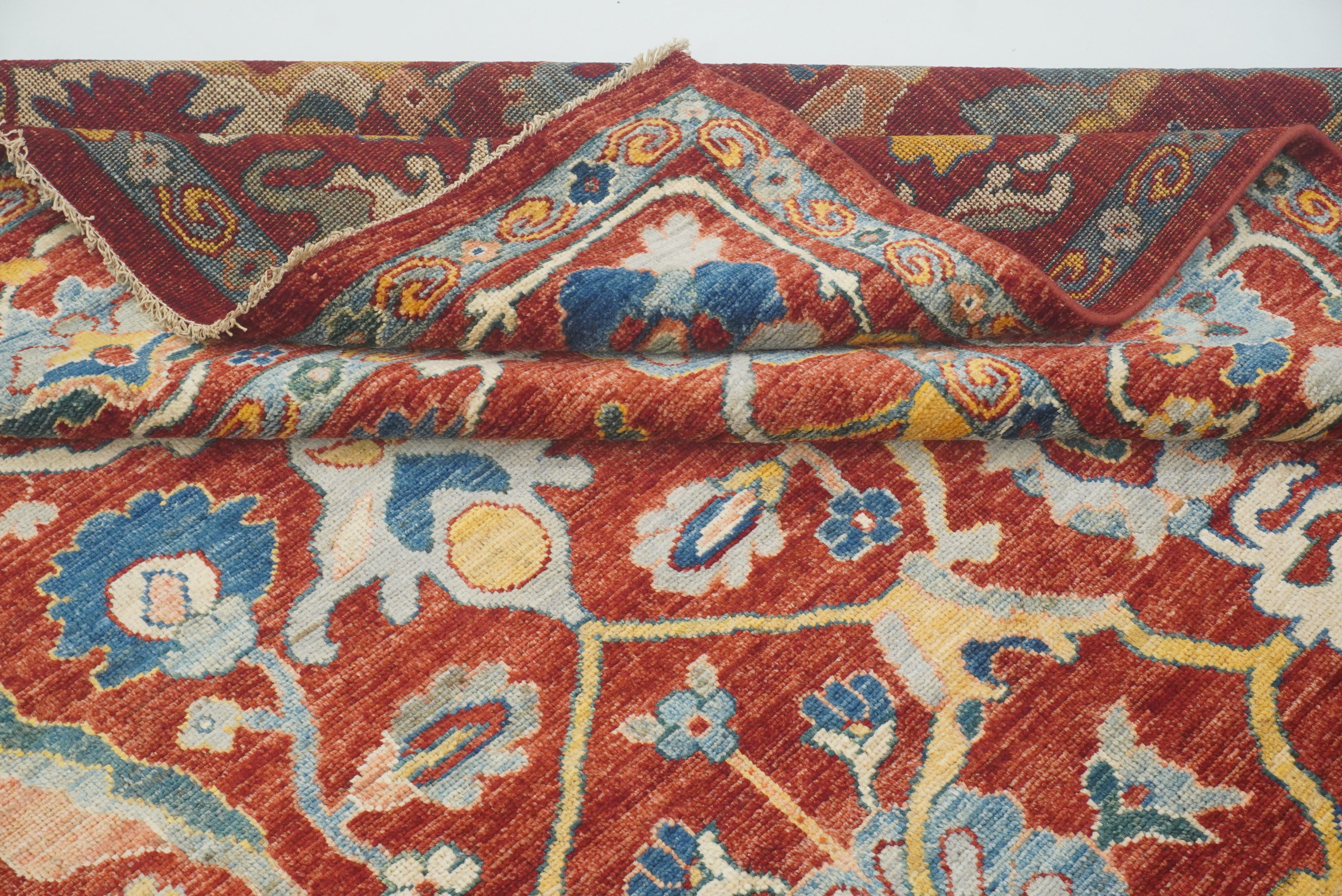 9'2"x11'4" Oushak Red Turkish Hand knotted Oriental Rug - Yildiz Rugs