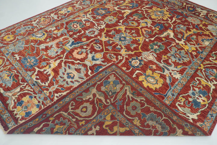 9'2"x11'4" Oushak Red Turkish Hand knotted Oriental Rug - Yildiz Rugs