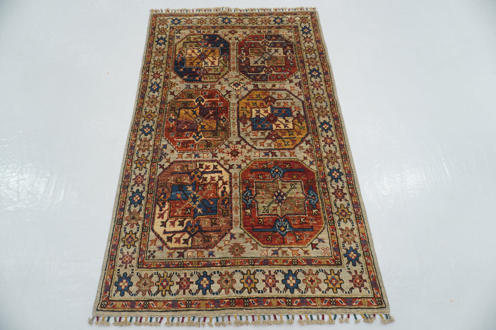 3x5 Gray Ersari Afghan Hand knotted Oriental rug - Yildiz Rugs