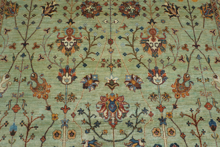 9x12 Waziri Pistachio Green Afghan Hand knotted Rug - Yildiz Rugs