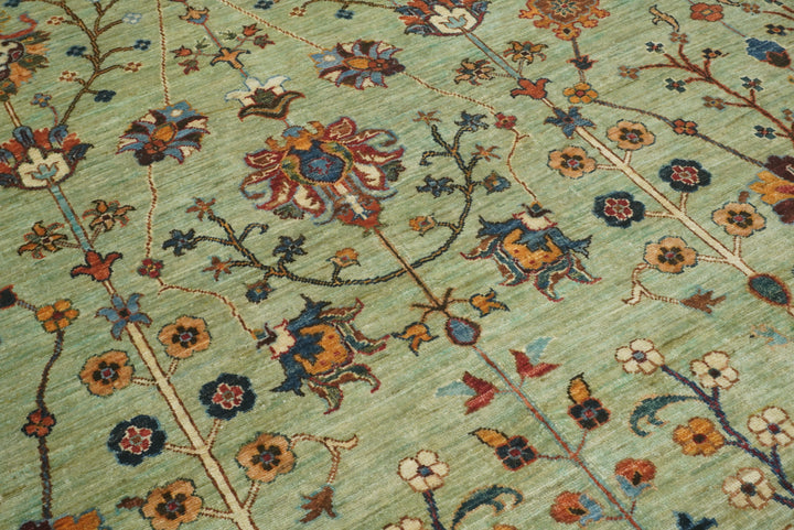 9x12 Waziri Pistachio Green Afghan Hand knotted Rug - Yildiz Rugs