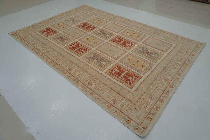 7x10 Beige Vintage Bakhtiari Afghan Hand Knotted Oriental Rug - Yildiz Rugs