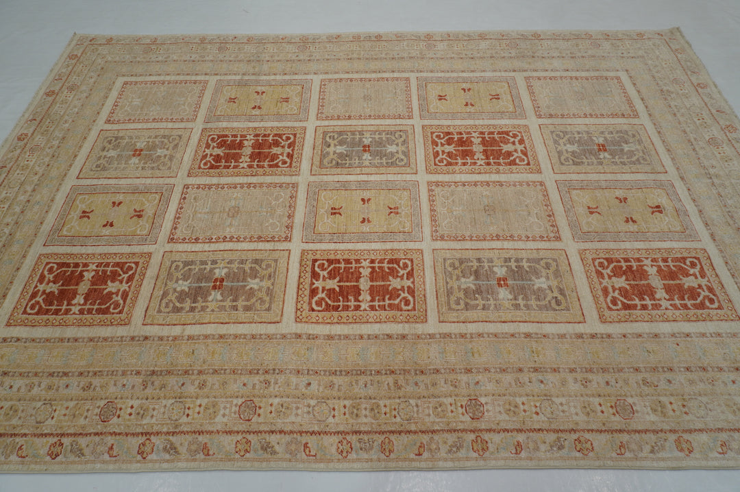 7x10 Beige Vintage Bakhtiari Afghan Hand Knotted Oriental Rug - Yildiz Rugs