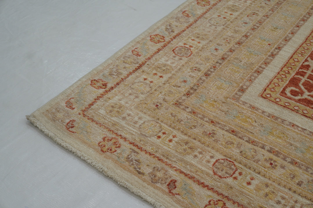 7x10 Beige Vintage Bakhtiari Afghan Hand Knotted Oriental Rug - Yildiz Rugs