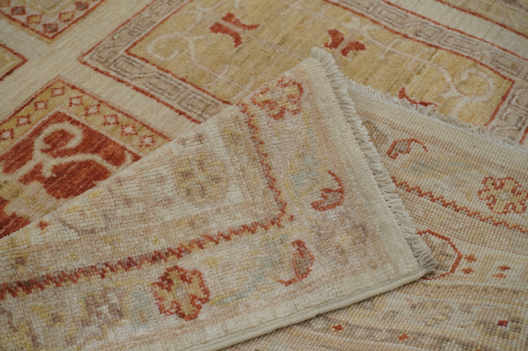 7x10 Beige Vintage Bakhtiari Afghan Hand Knotted Oriental Rug - Yildiz Rugs