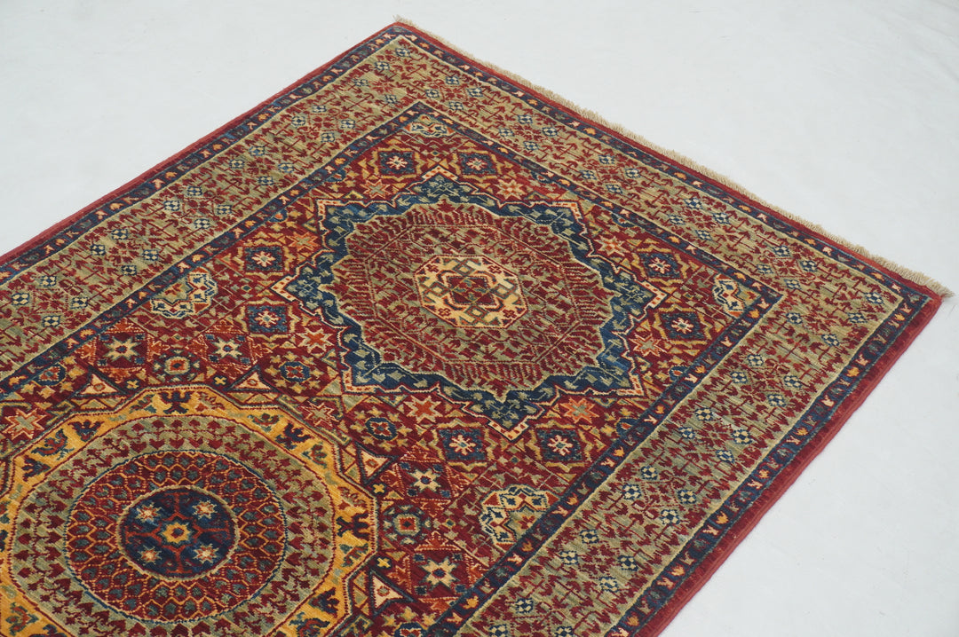 11 ft Red Mamluk Hand knotted Turkish Runner Rug