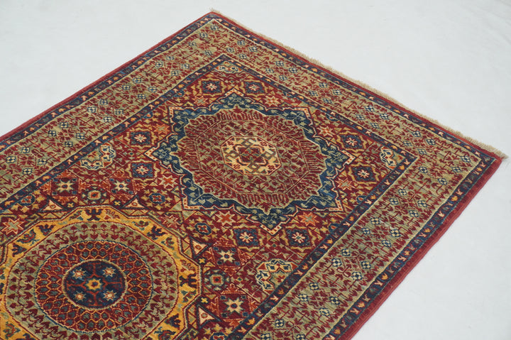 11 ft Red Mamluk Hand knotted Turkish Runner Rug