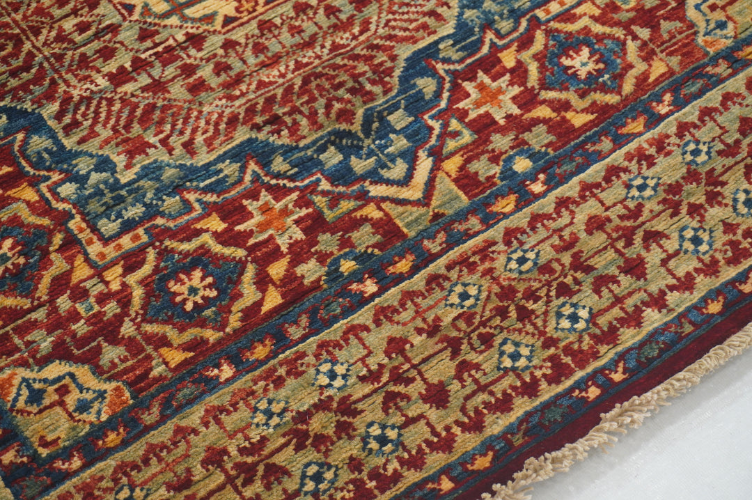 11 ft Red Mamluk Hand knotted Turkish Runner Rug