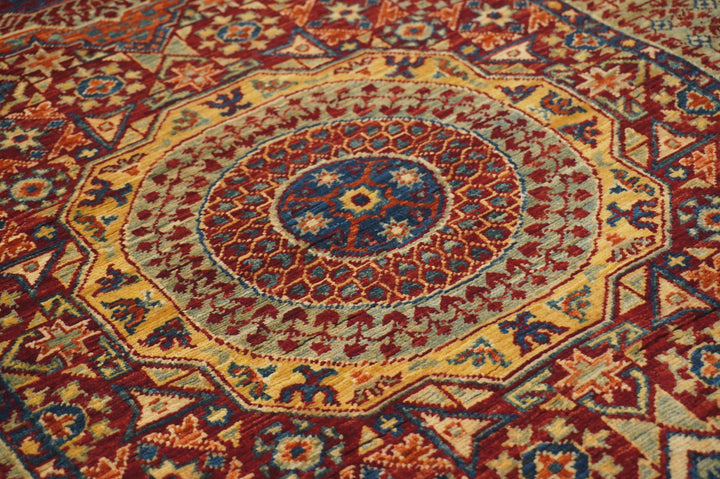 11 ft Red Mamluk Hand knotted Turkish Runner Rug