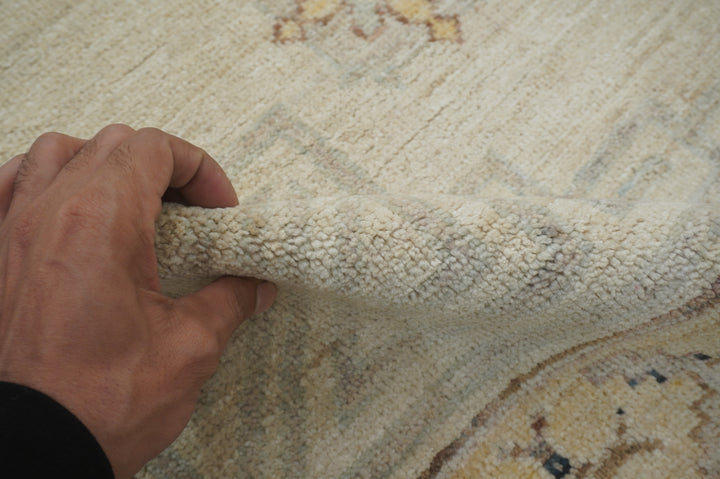 7x10 ft Khotan Vintage Muted Beige Afghan Handmade Wool Area Rug - Yildiz Rugs