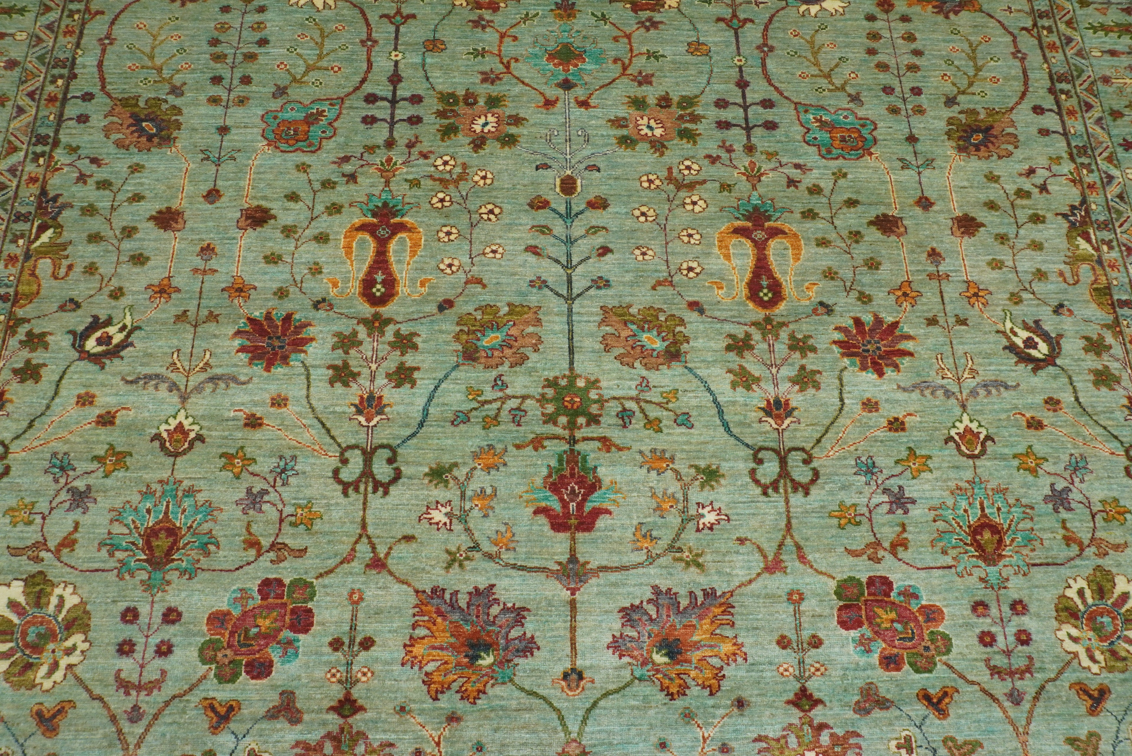 9x12 Waziri Pistachio Green Afghan Hand knotted Rug - Yildiz Rugs